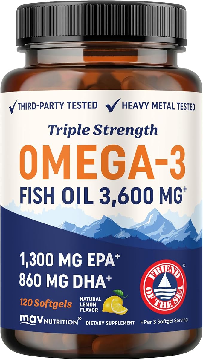 Triple Strength Omega-3 Fish Oil – Premium Burpless Softgels