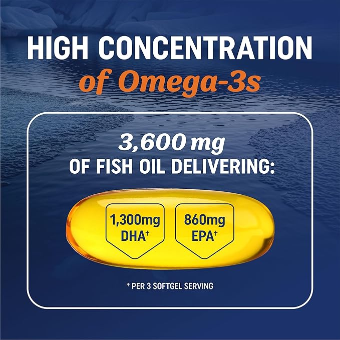 Triple Strength Omega-3 Fish Oil – Premium Burpless Softgels